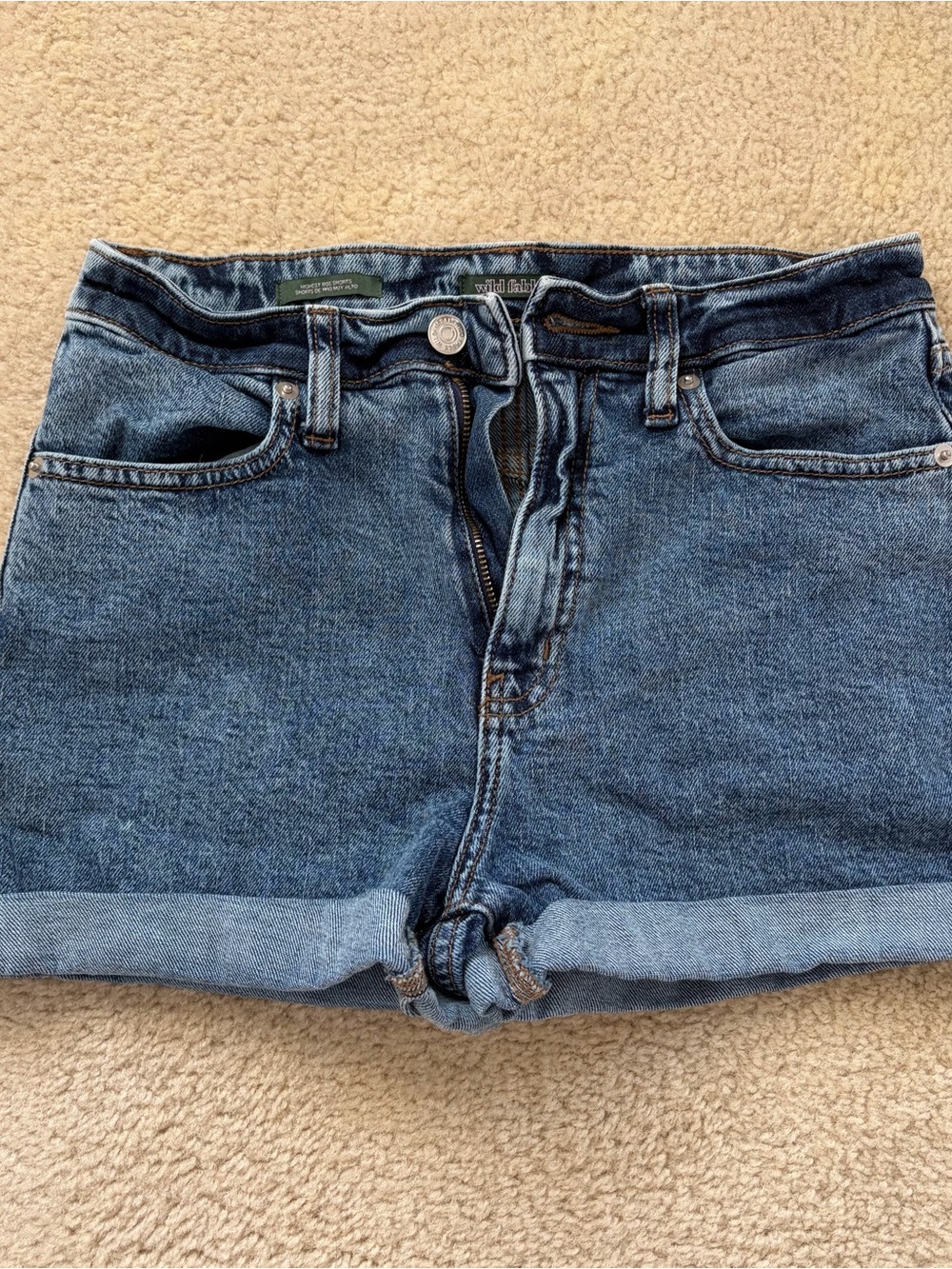 wild fable Dark Blue Roll-Cuff Denim Shorts